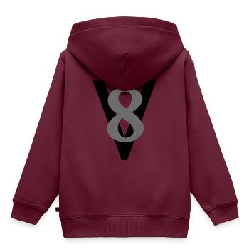 V8 Motor - Kinder Premium Organic Hoodie - Burgunderrot - Hinten - AI Model Kid Female (0cm)