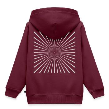 Strahlen Grau - Kinder Premium Organic Hoodie - Burgunderrot - Hinten - AI Model Kid Female (0cm)