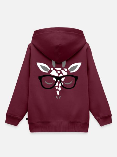 Giraffe - Kinder Premium Organic Hoodie - Burgunderrot