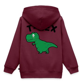 T-REX - Kinder Premium Organic Hoodie - Burgunderrot - Hinten - AI Model Kid Female (0cm)
