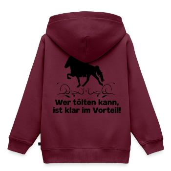 Islandpferd T-Shirt Tölt Spruch Pferdemädchen Isi - Kinder Premium Organic Hoodie - Burgunderrot - Hinten - AI Model Kid Female (0cm)