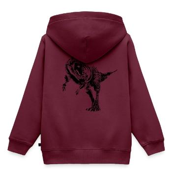 Tyrannosaurus Rex - Kinder Premium Organic Hoodie - Burgunderrot - Hinten - AI Model Kid Female (0cm)