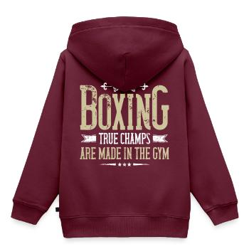 boxen champ spruch - Kinder Premium Organic Hoodie - Burgunderrot - Hinten - AI Model Kid Female (0cm)