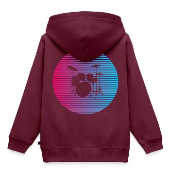 Ich mag die Drums - Kinder Premium Organic Hoodie - Burgunderrot - Hinten - AI Model Kid Female (0cm)