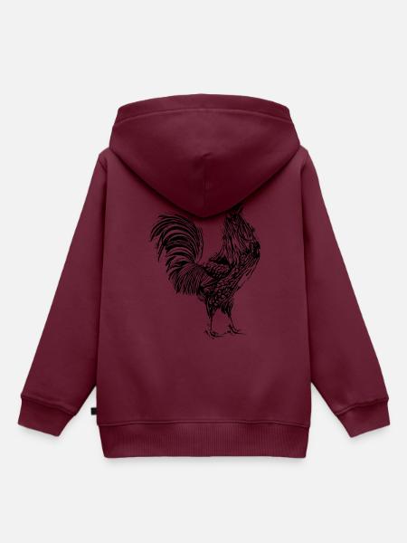Hahn - Kinder Premium Organic Hoodie - Burgunderrot