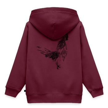 Hahn - Kinder Premium Organic Hoodie - Burgunderrot - Hinten - AI Model Kid Female (0cm)