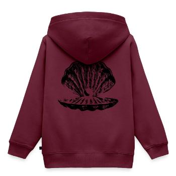Muschel mit Perle - Kinder Premium Organic Hoodie - Burgunderrot - Hinten - AI Model Kid Female (0cm)