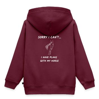 Entschuldigung, ich habe mein Pferd .. - Kinder Premium Organic Hoodie - Burgunderrot - Hinten - AI Model Kid Female (0cm)