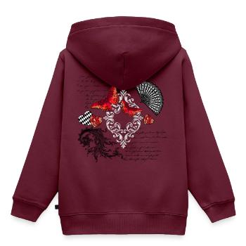 Schmetterlinge romantisch - Kinder Premium Organic Hoodie - Burgunderrot - Hinten - AI Model Kid Female (0cm)