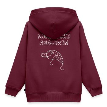 Nachwuchs Anglerin - Angel Motiv - Kinder Premium Organic Hoodie - Burgunderrot - Hinten - AI Model Kid Female (0cm)