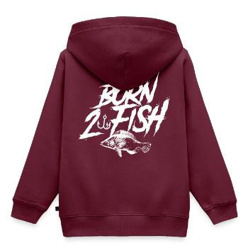 Geboren um zu Fischen Fischen - Kinder Premium Organic Hoodie - Burgunderrot - Hinten - AI Model Kid Female (0cm)