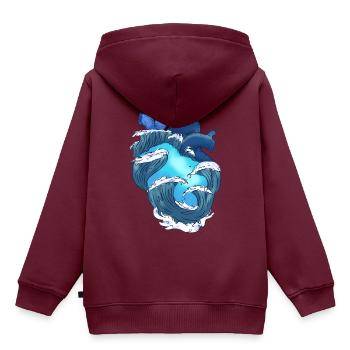 Herz Ozean Tsunami Herzschlag Wellen Meer Pazifik - Kinder Premium Organic Hoodie - Burgunderrot - Hinten - AI Model Kid Female (0cm)
