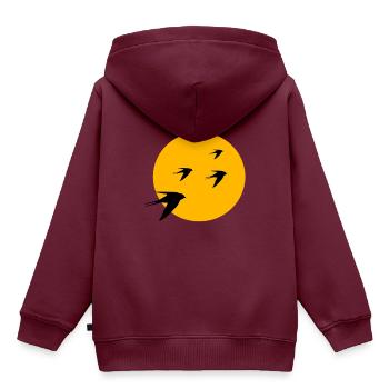 Vögel Vogel Sonne - Kinder Premium Organic Hoodie - Burgunderrot - Hinten - AI Model Kid Female (0cm)