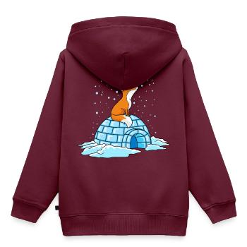 fuchs iglu winter ploar comic - Kinder Premium Organic Hoodie - Burgunderrot - Hinten - AI Model Kid Female (0cm)