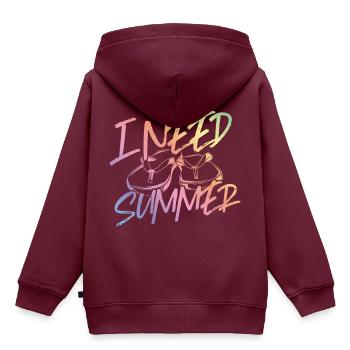 Ich Brauche Sommer Flip Flops Strand - Kinder Premium Organic Hoodie - Burgunderrot - Hinten - AI Model Kid Female (0cm)