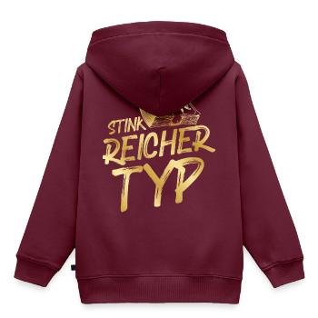 Stink Reicher Typ Millionär - Kinder Premium Organic Hoodie - Burgunderrot - Hinten - AI Model Kid Female (0cm)