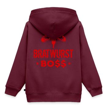 Bratwurst Boss Chefkoch - Kinder Premium Organic Hoodie - Burgunderrot - Hinten - AI Model Kid Female (0cm)
