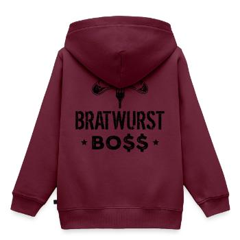Bratwurst Boss Chefkoch - Kinder Premium Organic Hoodie - Burgunderrot - Hinten - AI Model Kid Female (0cm)