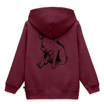Schwein Sau Eber Silhouette - Kinder Premium Organic Hoodie - Burgunderrot - Hinten - AI Model Kid Female (0cm)