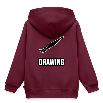Drawing - Pinsel - Kinder Premium Organic Hoodie - Burgunderrot - Hinten - AI Model Kid Female (0cm)