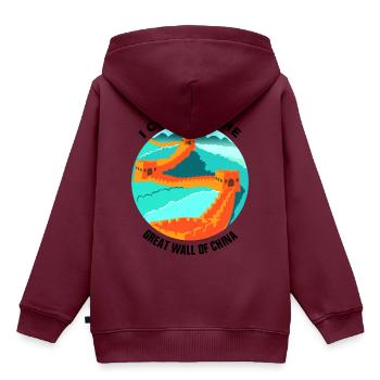 Chinesische Mauer China Wunder Denkmal Peking Aufs - Kinder Premium Organic Hoodie - Burgunderrot - Hinten - AI Model Kid Female (0cm)