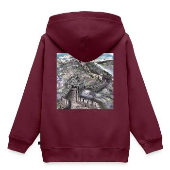 Chinesische Mauer China Wunder Denkmal Peking - Kinder Premium Organic Hoodie - Burgunderrot - Hinten - AI Model Kid Female (0cm)