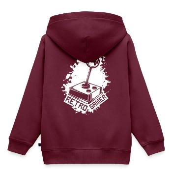 Retro Gamer Joystick - Kinder Premium Organic Hoodie - Burgunderrot - Hinten - AI Model Kid Female (0cm)