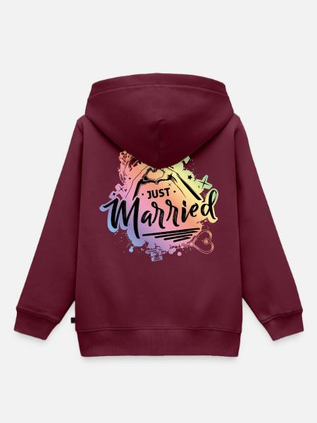 Just Married Love - Kinder Premium Organic Hoodie - Burgunderrot