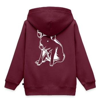 Schwein Sau Eber Silhouette - Kinder Premium Organic Hoodie - Burgunderrot - Hinten - AI Model Kid Female (0cm)