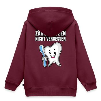 Zähne putzen nicht vergessen - Kinder Premium Organic Hoodie - Burgunderrot - Hinten - AI Model Kid Female (0cm)