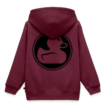 Ente Icon - Kinder Premium Organic Hoodie - Burgunderrot - Hinten - AI Model Kid Female (0cm)
