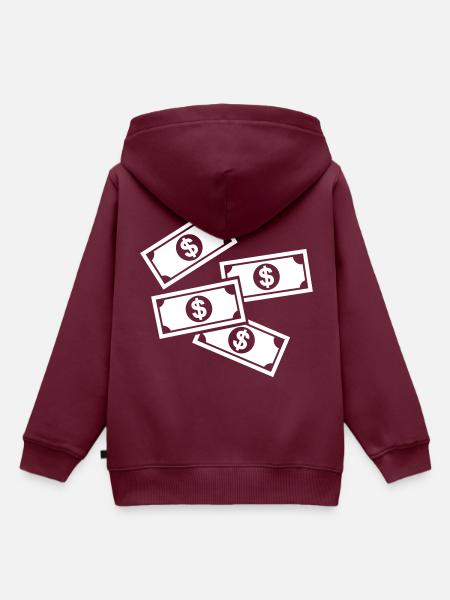 Cash Money Symbol - Kinder Premium Organic Hoodie - Burgunderrot