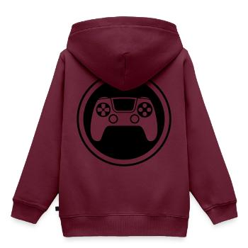 Gamepad Symbol Controller - Kinder Premium Organic Hoodie - Burgunderrot - Hinten - AI Model Kid Female (0cm)