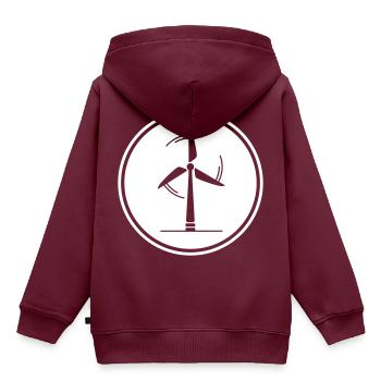 Windrad Silhouette - Kinder Premium Organic Hoodie - Burgunderrot - Hinten - AI Model Kid Female (0cm)