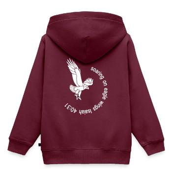 Christliches Design auf Eagle Wings Isaiah 40 - Kinder Premium Organic Hoodie - Burgunderrot - Hinten - AI Model Kid Female (0cm)