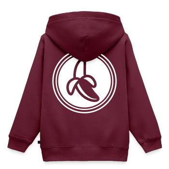 Banane Icon - Kinder Premium Organic Hoodie - Burgunderrot - Hinten - AI Model Kid Female (0cm)