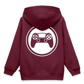 Gamepad Symbol Controller - Kinder Premium Organic Hoodie - Burgunderrot - Hinten - AI Model Kid Female (0cm)