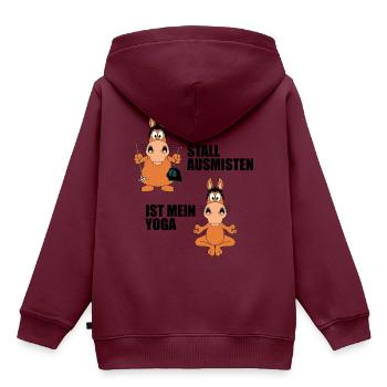 PFERD - STALL AUSMISTEN IST MEIN YOGA - Kinder Premium Organic Hoodie - Burgunderrot - Hinten - AI Model Kid Female (0cm)