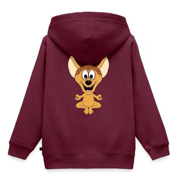 HYÄNE - YOGA - PILATES - TIER - TIERISCH - Kinder Premium Organic Hoodie - Burgunderrot - Hinten - AI Model Kid Female (0cm)