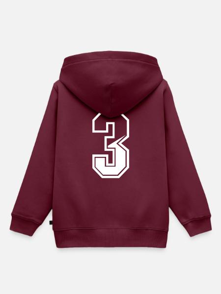 3 Jahre Trikot Nummer 3 T-shirt Nummer 3 - Kinder Premium Organic Hoodie - Burgunderrot