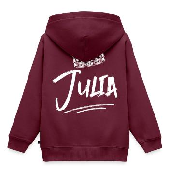 Julia - Kinder Premium Organic Hoodie - Burgunderrot - Hinten - AI Model Kid Female (0cm)