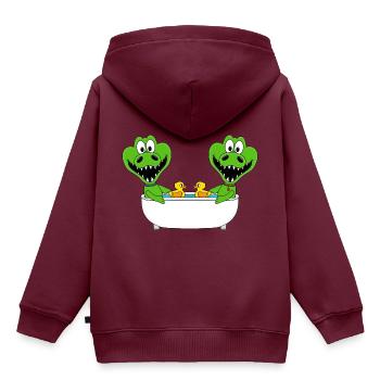 KROKODILE - BADEWANNE - BADEN - TIERE - KINDER - Kinder Premium Organic Hoodie - Burgunderrot - Hinten - AI Model Kid Female (0cm)