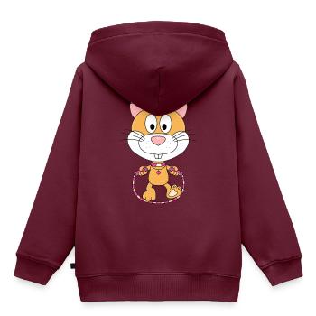 HAMSTER - SPRINGSEIL - SEILSPRINGEN - TIER - BABY - Kinder Premium Organic Hoodie - Burgunderrot - Hinten - AI Model Kid Female (0cm)
