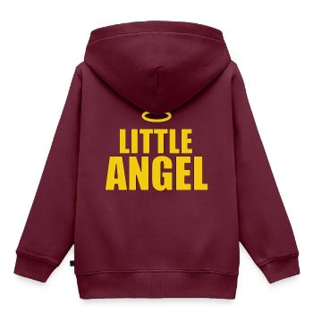ENGEL - HIMMEL - LITTLE ANGEL - GESCHENKE - Kinder Premium Organic Hoodie - Burgunderrot - Hinten - AI Model Kid Female (0cm)