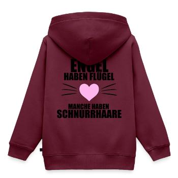 KATZEN - KATZE - NICHT ALLE ENGEL HABEN FLÜGEL... - Kinder Premium Organic Hoodie - Burgunderrot - Hinten - AI Model Kid Female (0cm)