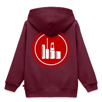 Make Up Kosmetik Icon - Kinder Premium Organic Hoodie - Burgunderrot - Hinten - AI Model Kid Female (0cm)