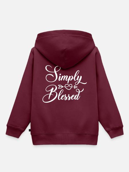 Christliches Design einfach gesegnet - Kinder Premium Organic Hoodie - Burgunderrot