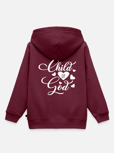 Christian Design Kind Gottes - Kinder Premium Organic Hoodie - Burgunderrot