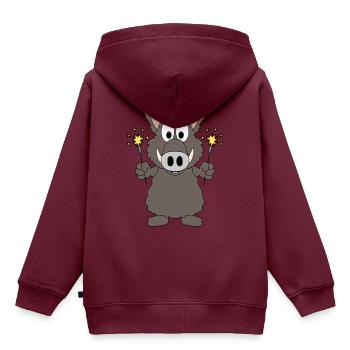 WILDSCHWEIN - EBER - KEILER - WUNDERKERZEN - Kinder Premium Organic Hoodie - Burgunderrot - Hinten - AI Model Kid Female (0cm)