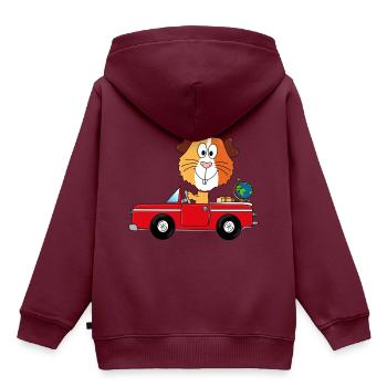 WELTENBUMMLER - MEERSCHWEINCHEN - REISE - URLAUB - Kinder Premium Organic Hoodie - Burgunderrot - Hinten - AI Model Kid Female (0cm)